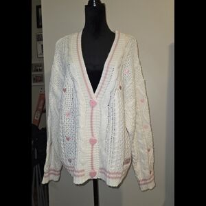 NWOT ‼️ 💗 Taylor Swift "Lover" White and Pink Cable Knit Cardigan 💗